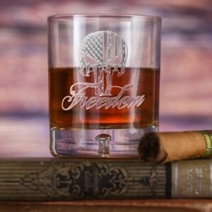 Angelundhaustiermarkt  Freedom Skull Stars & Stripes Crystal DOF Rocks Glass