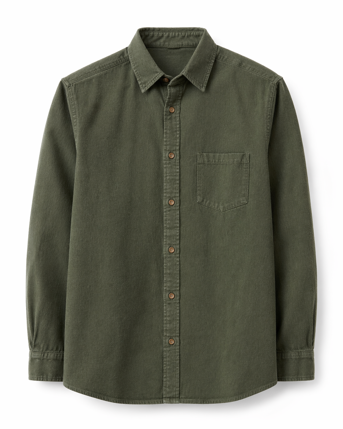 Men’s Cotton Button-Up Shirt – Classic Fit, Long Sleeve Casual Shirt with Chest Pocket, Breathable Fabric – Olive Green
